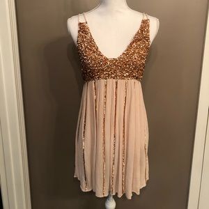 Free People Rose Gold Sequins Dress